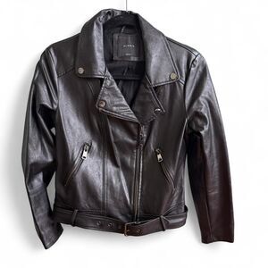 Black Elodie faux leather moto jacket Size S